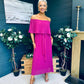 Fiadh Bardot Detail Occasion Dress Berry
