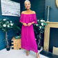 Fiadh Bardot Detail Occasion Dress Berry