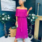 Fiadh Bardot Detail Occasion Dress Berry