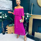 Fiadh Bardot Detail Occasion Dress Berry