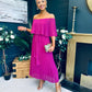 Fiadh Bardot Detail Occasion Dress Berry