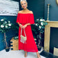 Fiadh Bardot Detail Occasion Dress Rouge