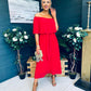 Fiadh Bardot Detail Occasion Dress Rouge