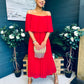 Fiadh Bardot Detail Occasion Dress Rouge