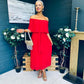 Fiadh Bardot Detail Occasion Dress Rouge