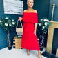 Fiadh Bardot Detail Occasion Dress Rouge