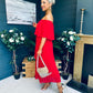 Fiadh Bardot Detail Occasion Dress Rouge