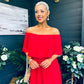 Fiadh Bardot Detail Occasion Dress Rouge