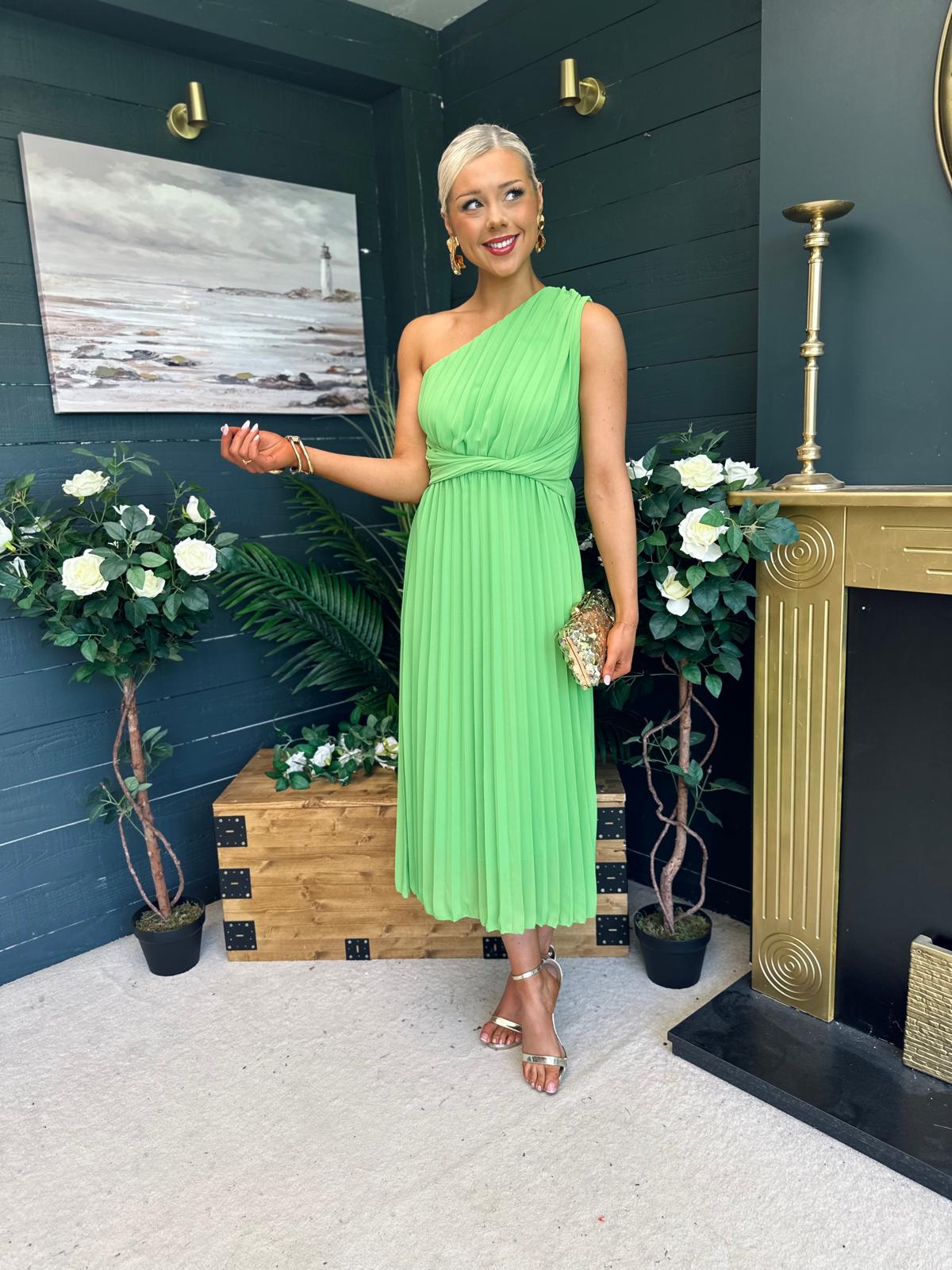 Robyn One Shoulder Midi Dress Apple