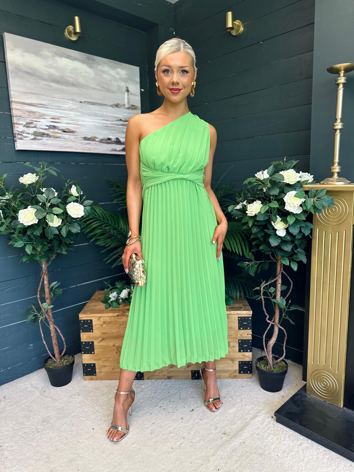 Robyn One Shoulder Midi Dress Apple
