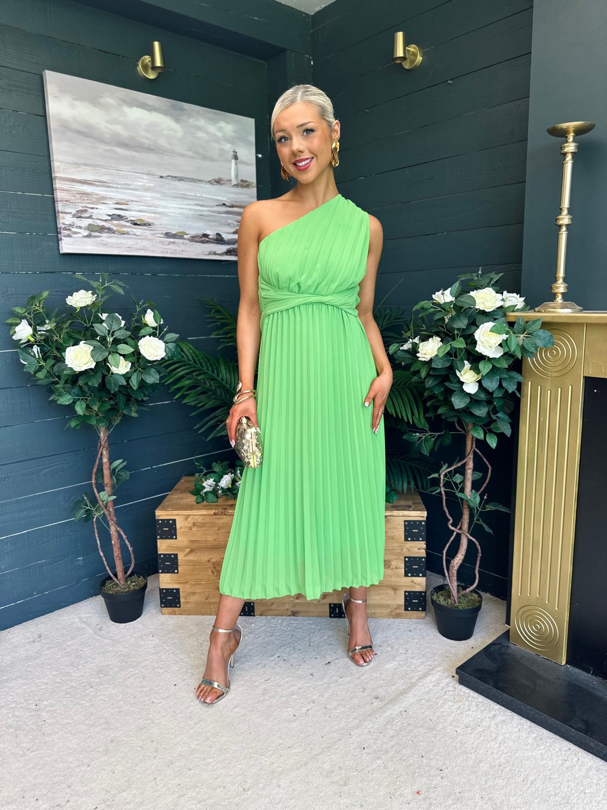 Robyn One Shoulder Midi Dress Apple