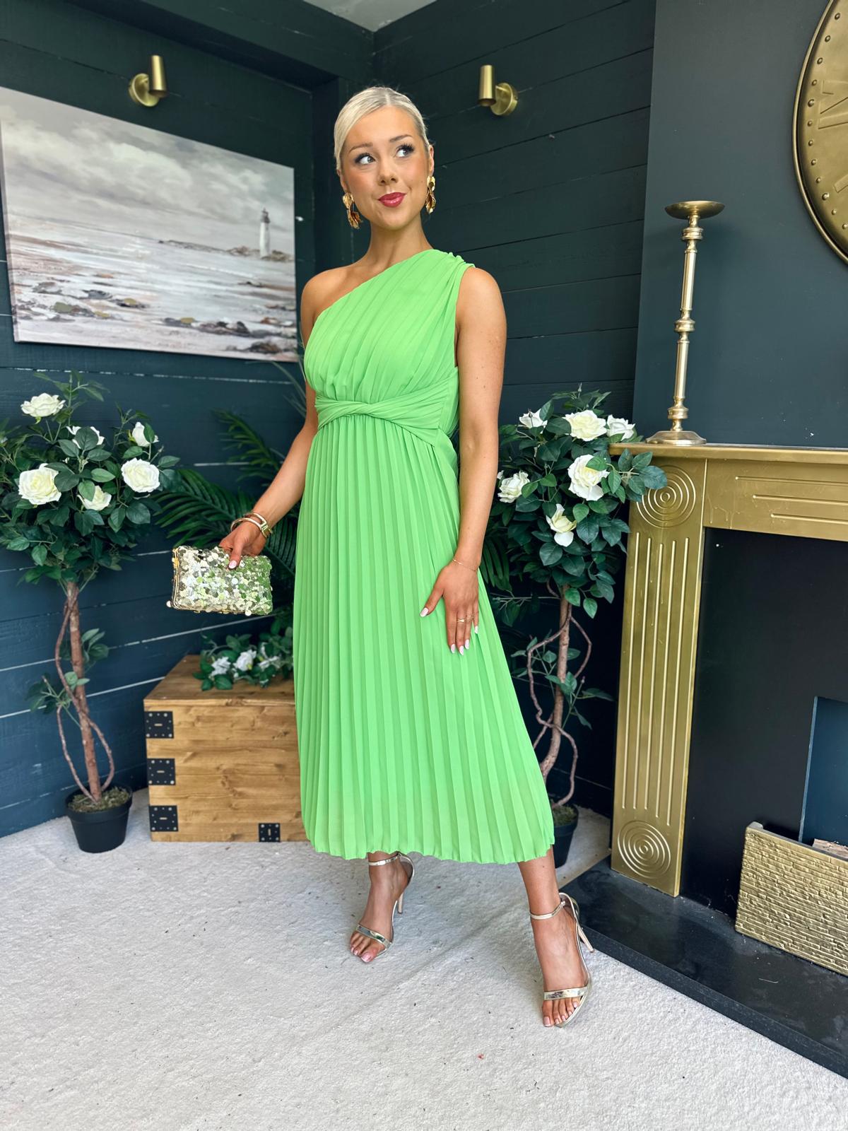 Robyn One Shoulder Midi Dress Apple