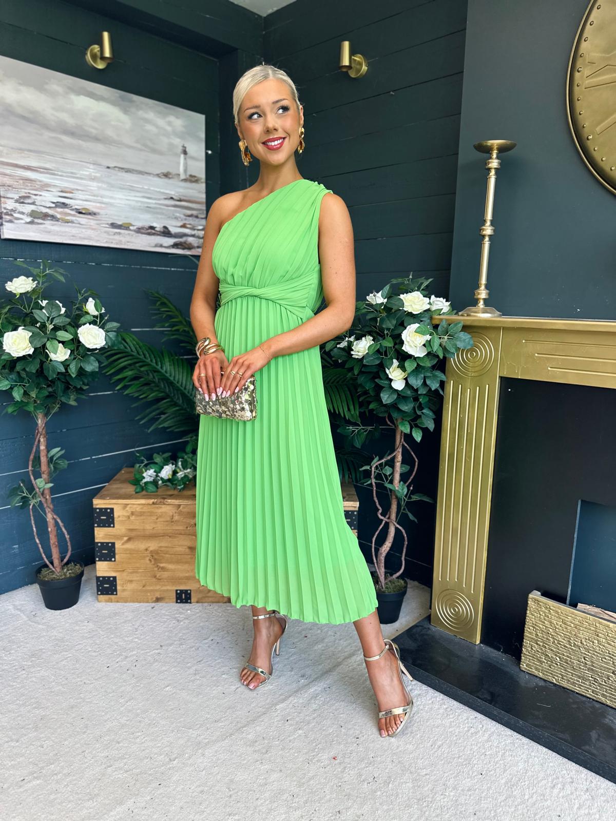 Robyn One Shoulder Midi Dress Apple