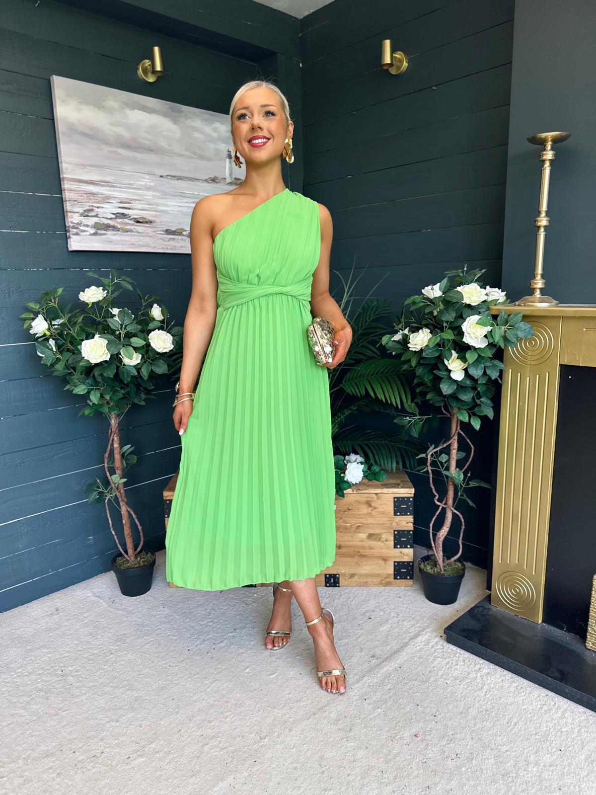 Robyn One Shoulder Midi Dress Apple