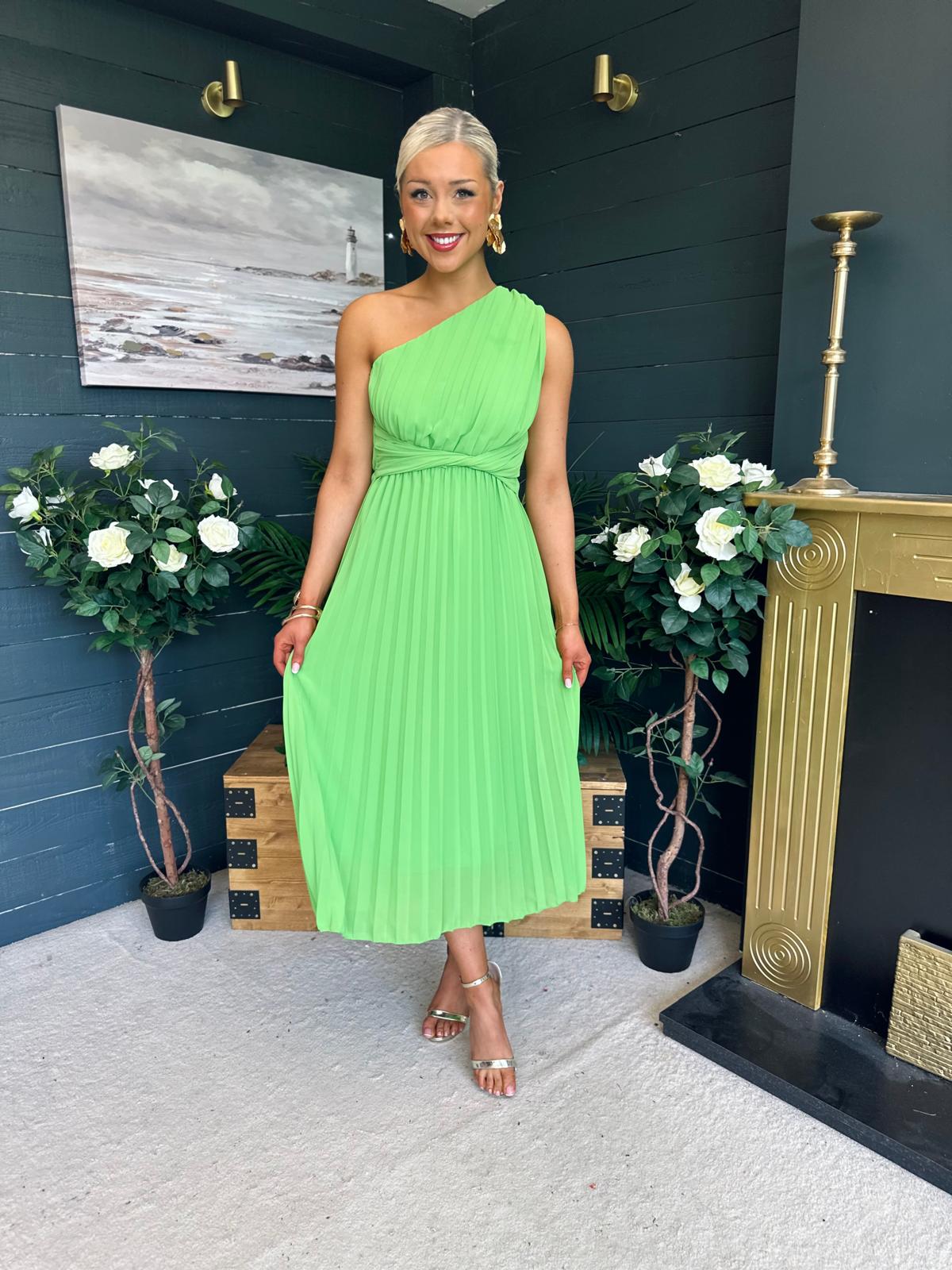 Robyn One Shoulder Midi Dress Apple