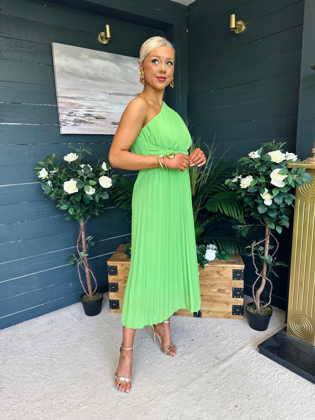 Robyn One Shoulder Midi Dress Apple