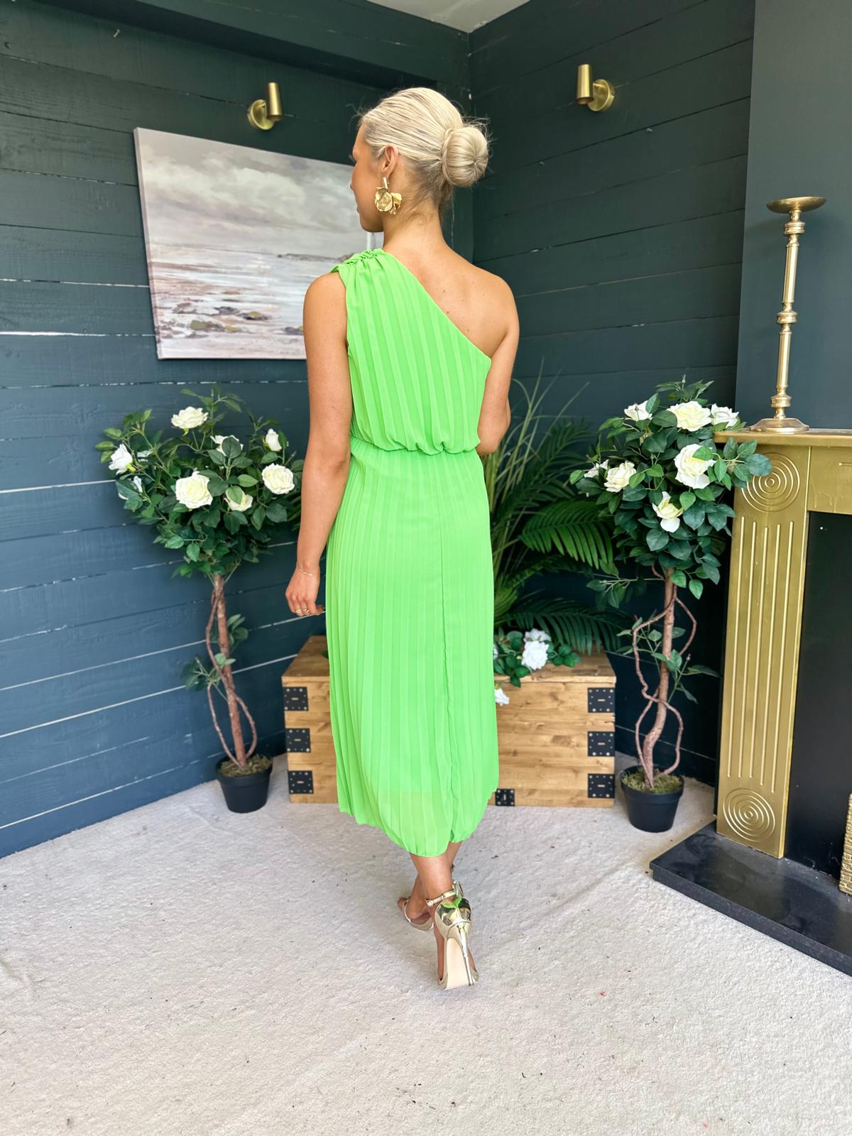 Robyn One Shoulder Midi Dress Apple
