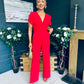 Bridget Bridget Twist Font Split Arm Jumpsuit Red