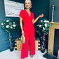Bridget Bridget Twist Font Split Arm Jumpsuit Red