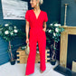 Bridget Bridget Twist Font Split Arm Jumpsuit Red