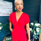 Bridget Bridget Twist Font Split Arm Jumpsuit Red