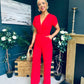 Bridget Bridget Twist Font Split Arm Jumpsuit Red