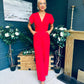 Bridget Bridget Twist Font Split Arm Jumpsuit Red