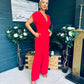 Bridget Bridget Twist Font Split Arm Jumpsuit Red