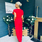 Bridget Bridget Twist Font Split Arm Jumpsuit Red