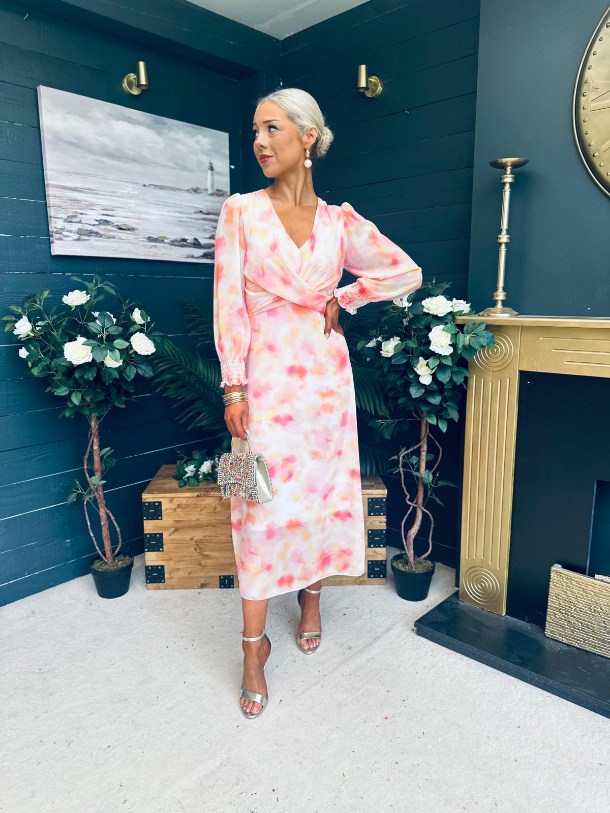 Dawn Twist Detail Midi Dress Blush