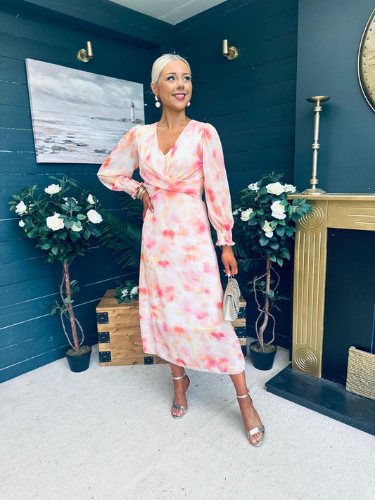 Dawn Twist Detail Midi Dress Blush