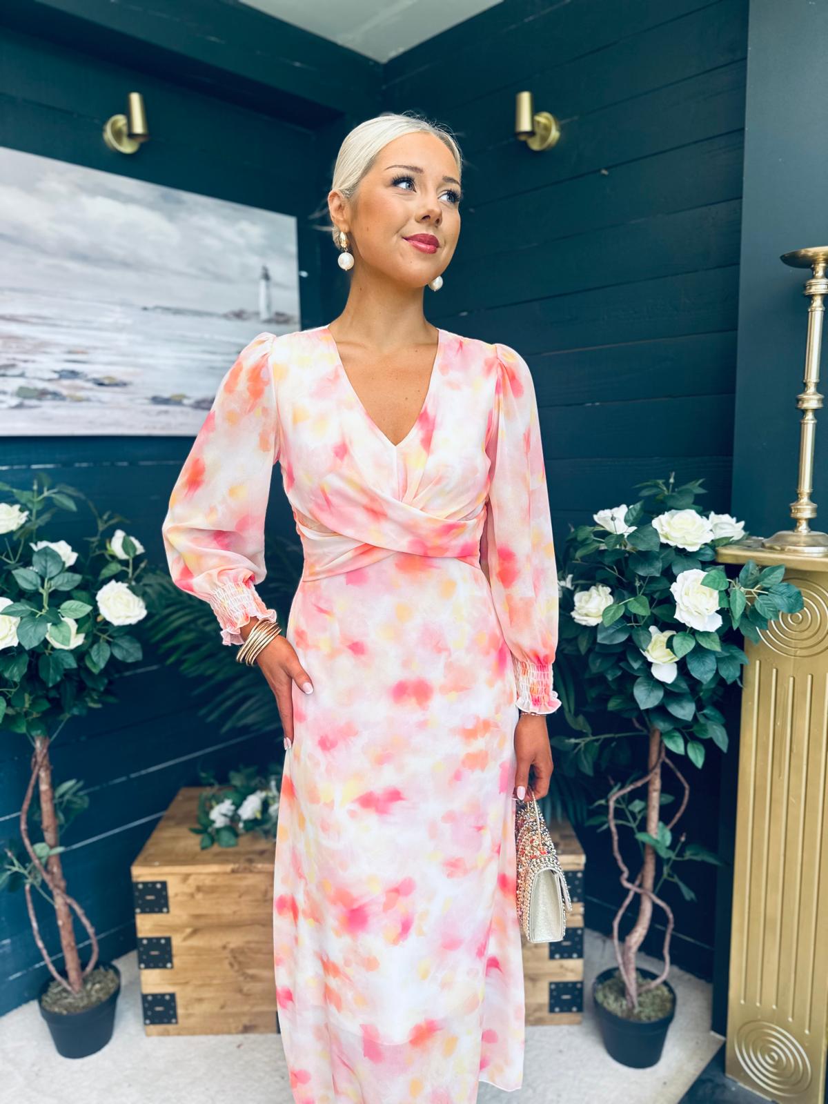 Dawn Twist Detail Midi Dress Blush