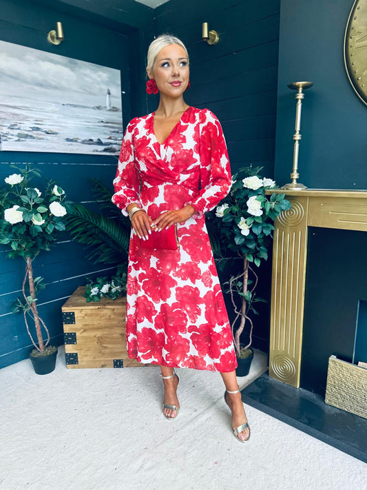 Dawn Twist Detail Midi Dress Rouge