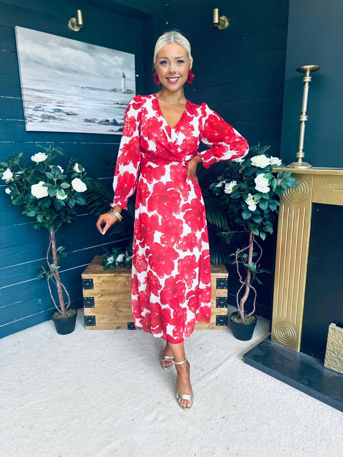 Dawn Twist Detail Midi Dress Rouge