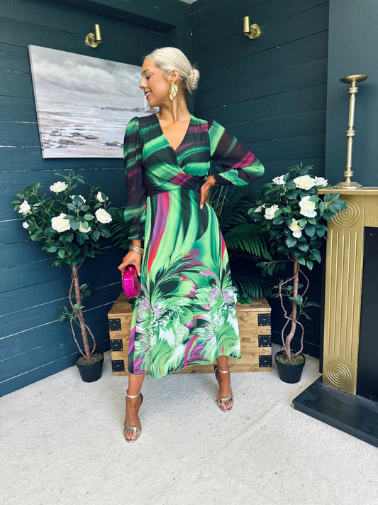 Dawn Twist Detail Midi Dress Green