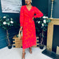 Dawn Twist Detail Midi Dress Orange Pink