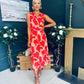 Michelle Banded Midi Dress Coral