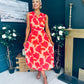 Michelle Banded Midi Dress Coral
