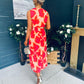 Michelle Banded Midi Dress Coral