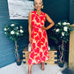 Michelle Banded Midi Dress Coral