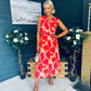 Michelle Banded Midi Dress Coral