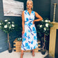Michelle Banded Midi Dress Blue