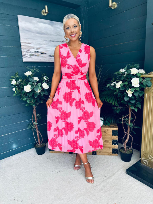 Michelle Banded Midi Dress Pink