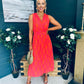 Michelle Banded Midi Dress Pink Orange