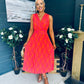 Michelle Banded Midi Dress Pink Orange
