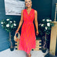 Michelle Banded Midi Dress Pink Orange