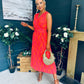 Michelle Banded Midi Dress Pink Orange