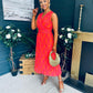 Michelle Banded Midi Dress Pink Orange