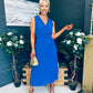 Frankie Pleated Midi Dress Cobalt