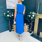 Frankie Pleated Midi Dress Cobalt